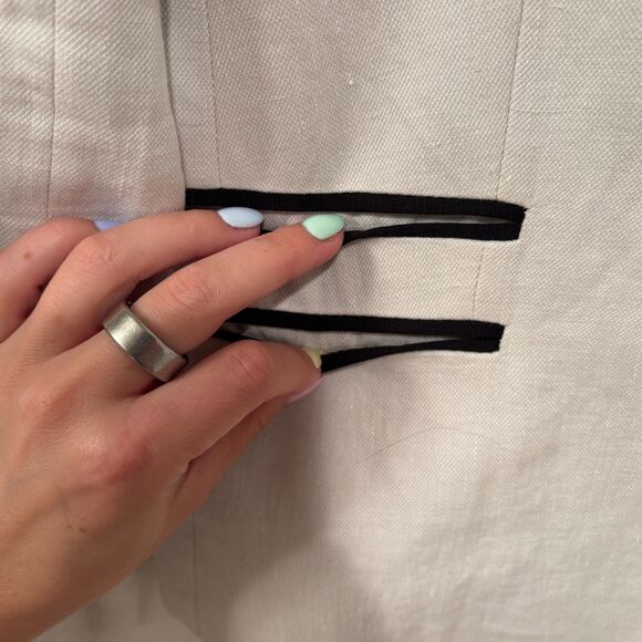 Zadig & Voltaire One-Button Linen Cotton Blazer Jacket Off White 36 - Picture 4 of 9